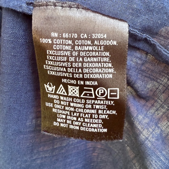 Anthropologie Leifnotes Navy Beaded Embroidered Boho Pom Pom‎ Top Size 2 - Picture 5 of 5